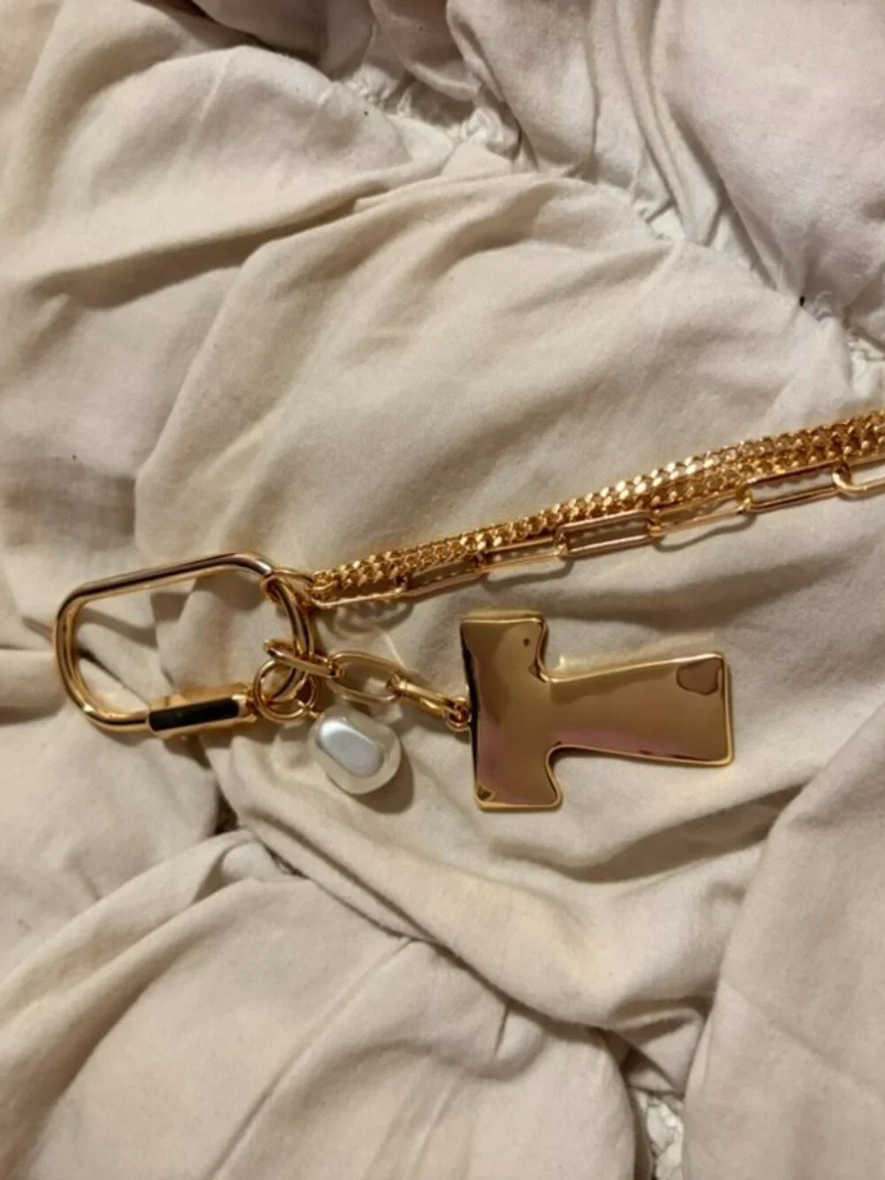 Free People Gold Tone Letter T Charm Bag Charm